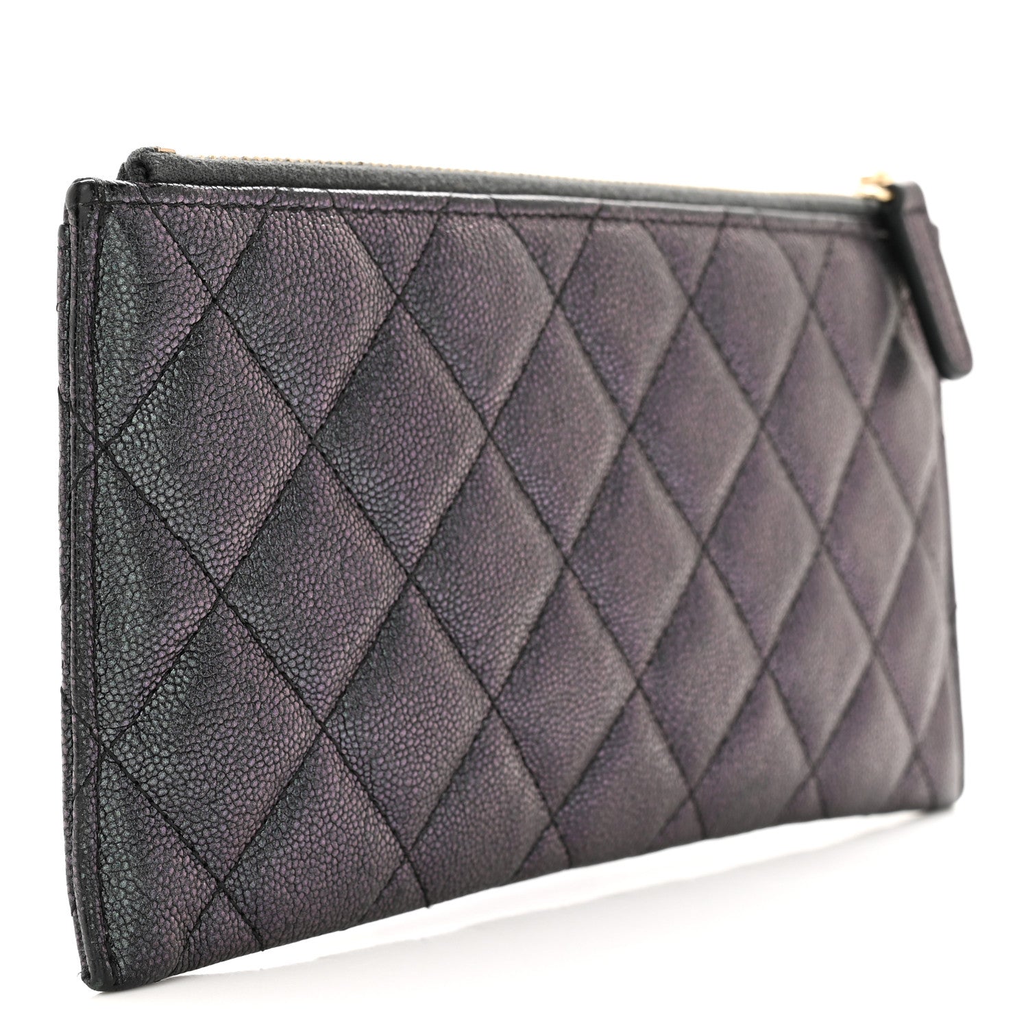 Chanel Iridescent Caviar Quilted Classic Zip Pouch Black 3 of 7