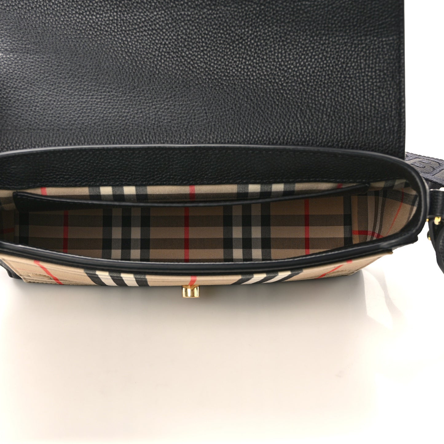 Grainy Calfskin Vintage Check Note Crossbody Bag Black