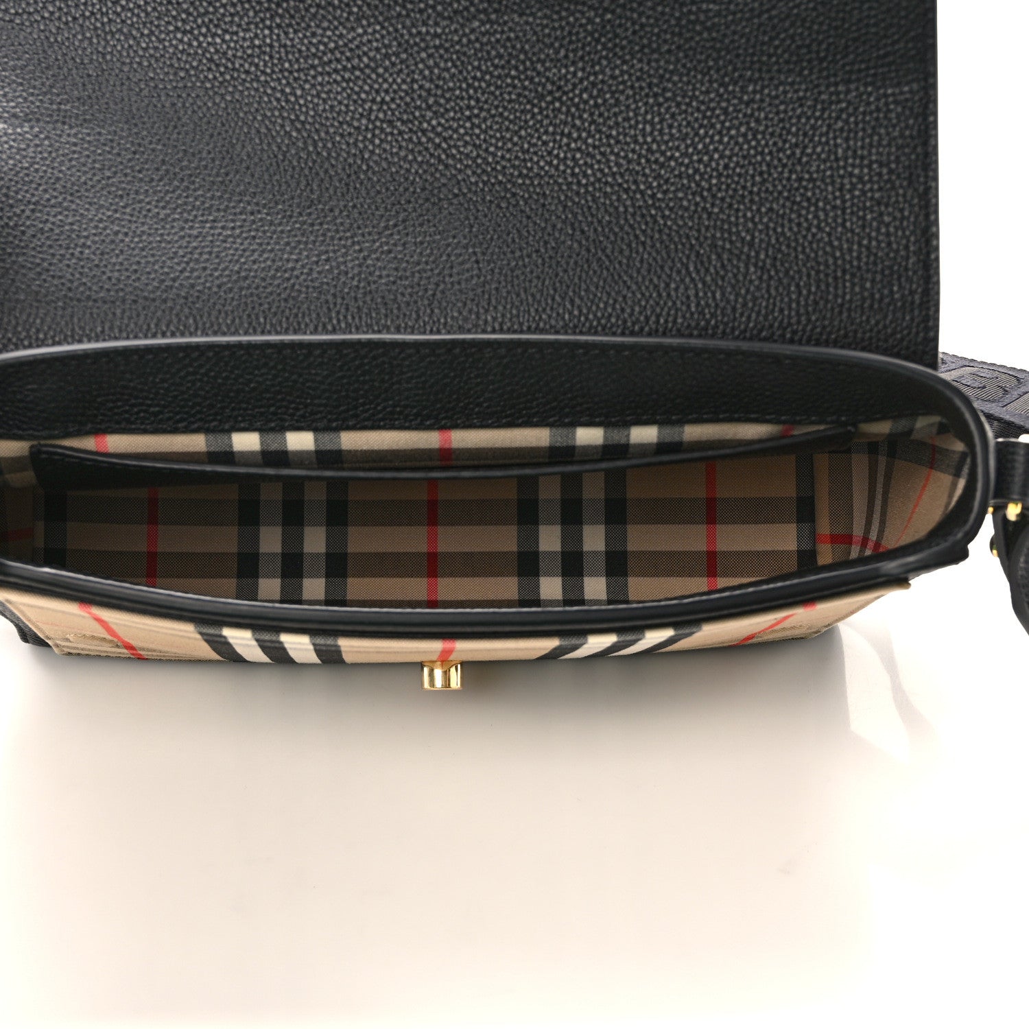 Burberry Grainy Calfskin Vintage Check Note Crossbody Bag Black 5 of 8