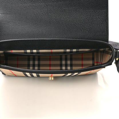 Burberry Grainy Calfskin Vintage Check Note Crossbody Bag Black 5 of 8