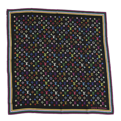 Louis Vuitton LV X TM Silk Monogram Multicolor Square 90 Scarf Black 1 of 3
