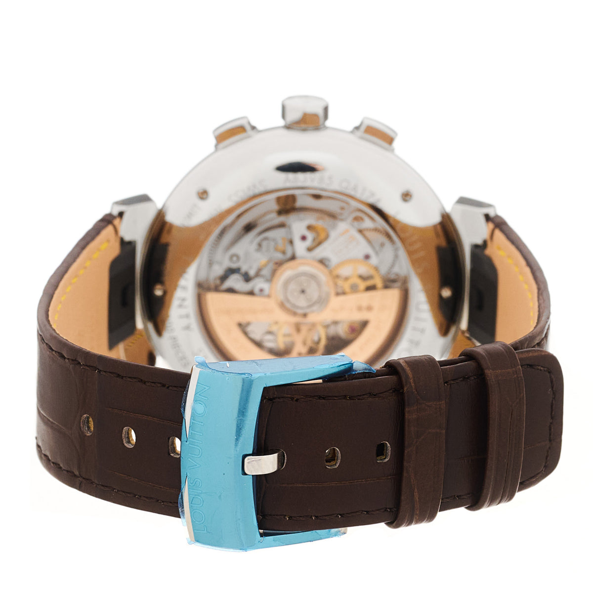 Louis Vuitton Stainless Steel Alligator 41mm Tambour Chronograph Automatic Watch Brown 3 of 5