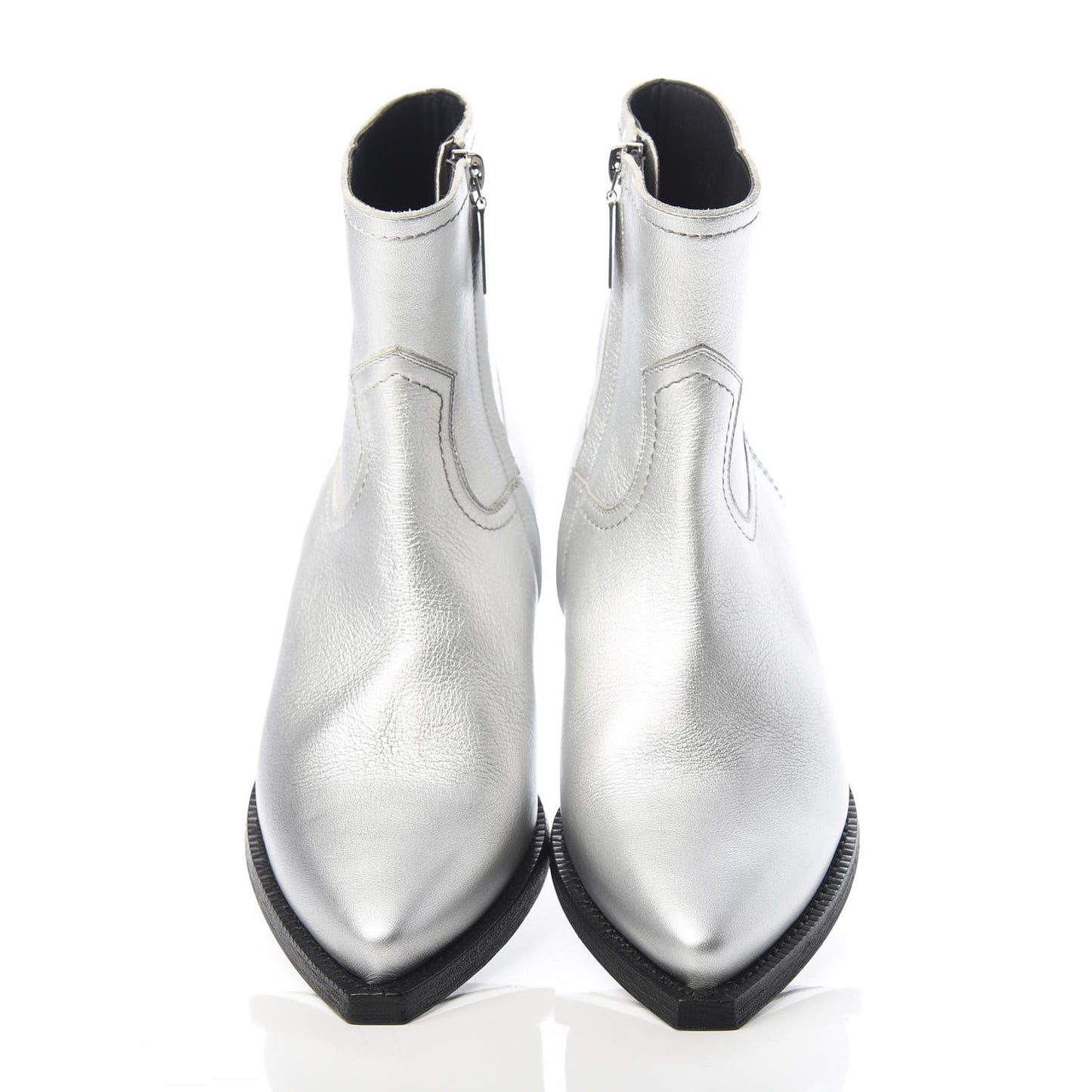 Metallic Calfskin Lukas Ankle Boots 37 Silver