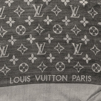 Louis Vuitton Wool Silk Monogram Denim Shawl Black 1 of 4