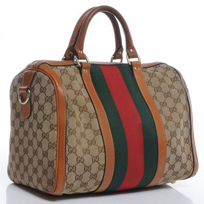 Gucci Monogram Vintage Web Medium Boston Tan 3 of 11