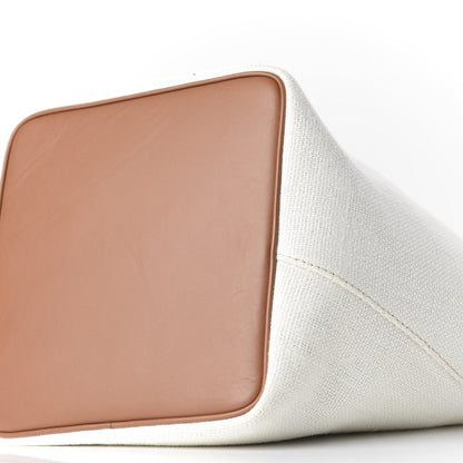 Loewe Linen Belted Strap Balloon Bucket Bag White 6 of 10