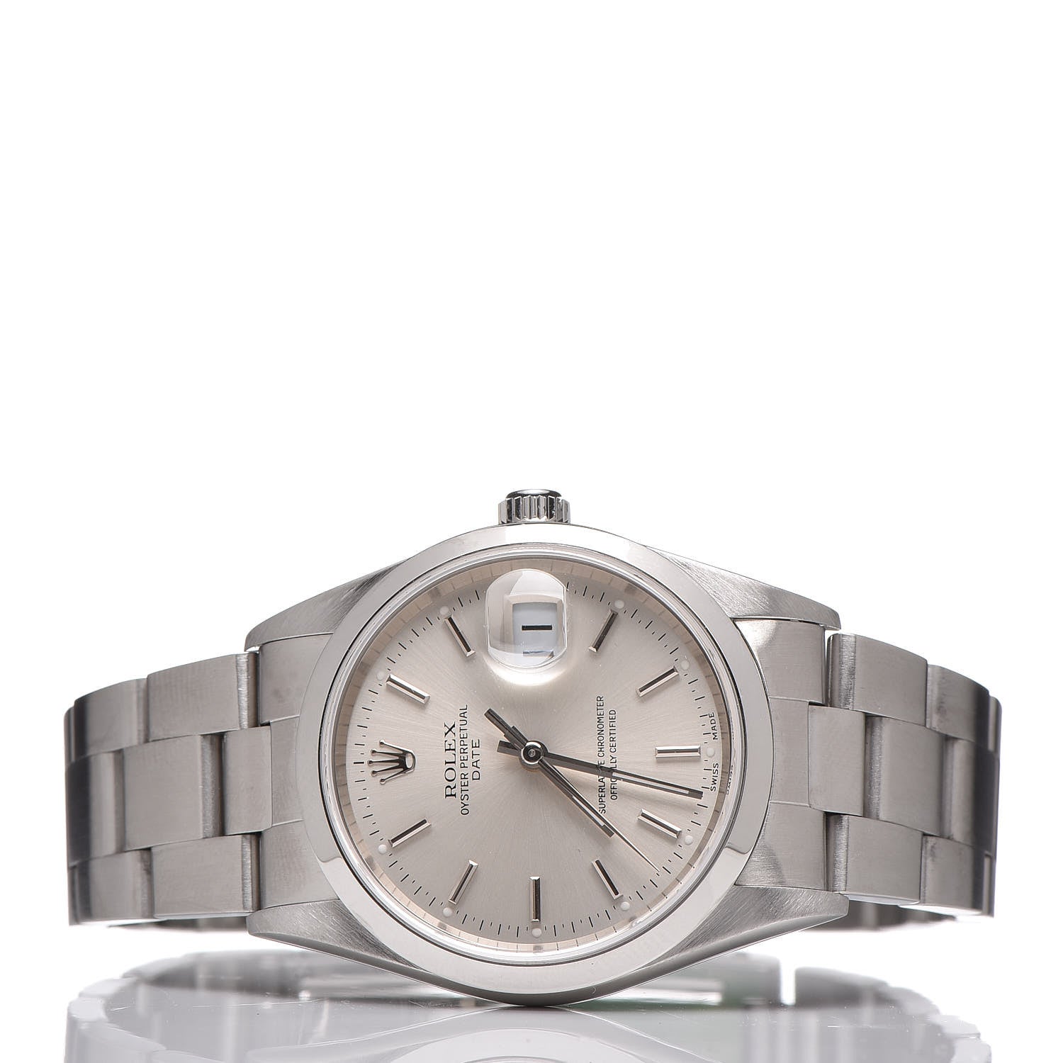 Rolex Stainless Steel 34mm Oyster Perpertual Date Watch Silver 15200 3 of 9