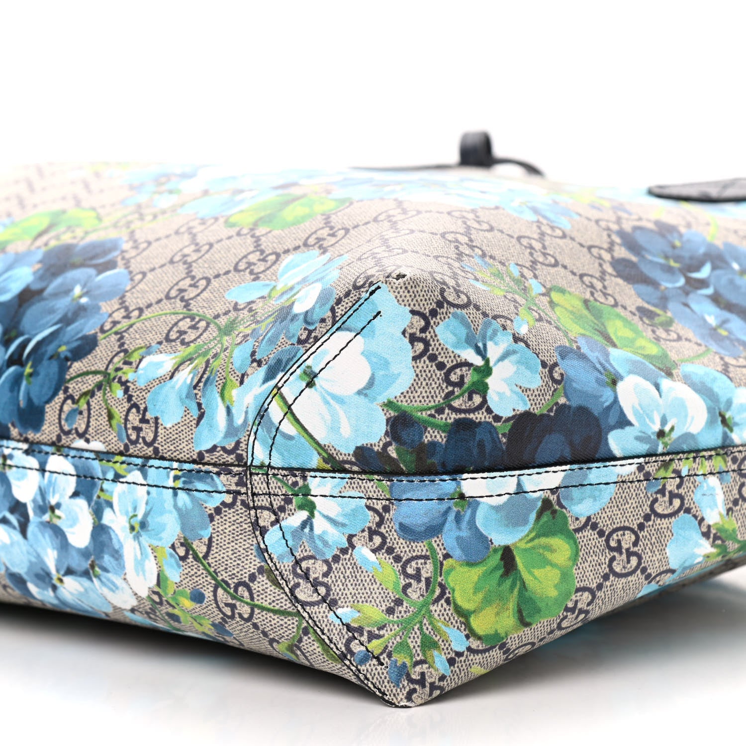 Gucci GG Supreme Monogram Blooms Medium Reversible Tote Beige Blue Navy 8 of 17