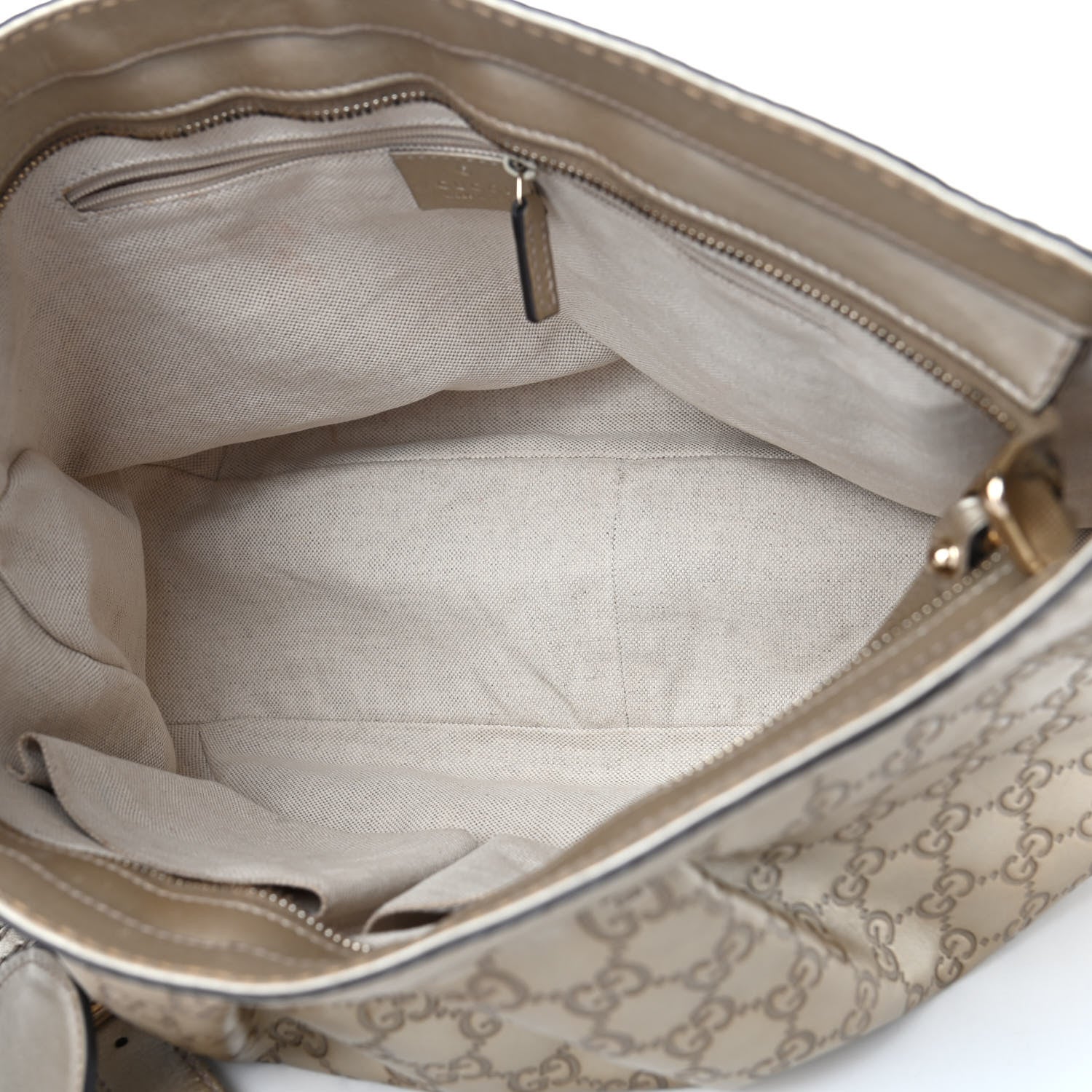 Gucci Metallic Guccissima Sukey Messenger Bag Golden Beige 4 of 5