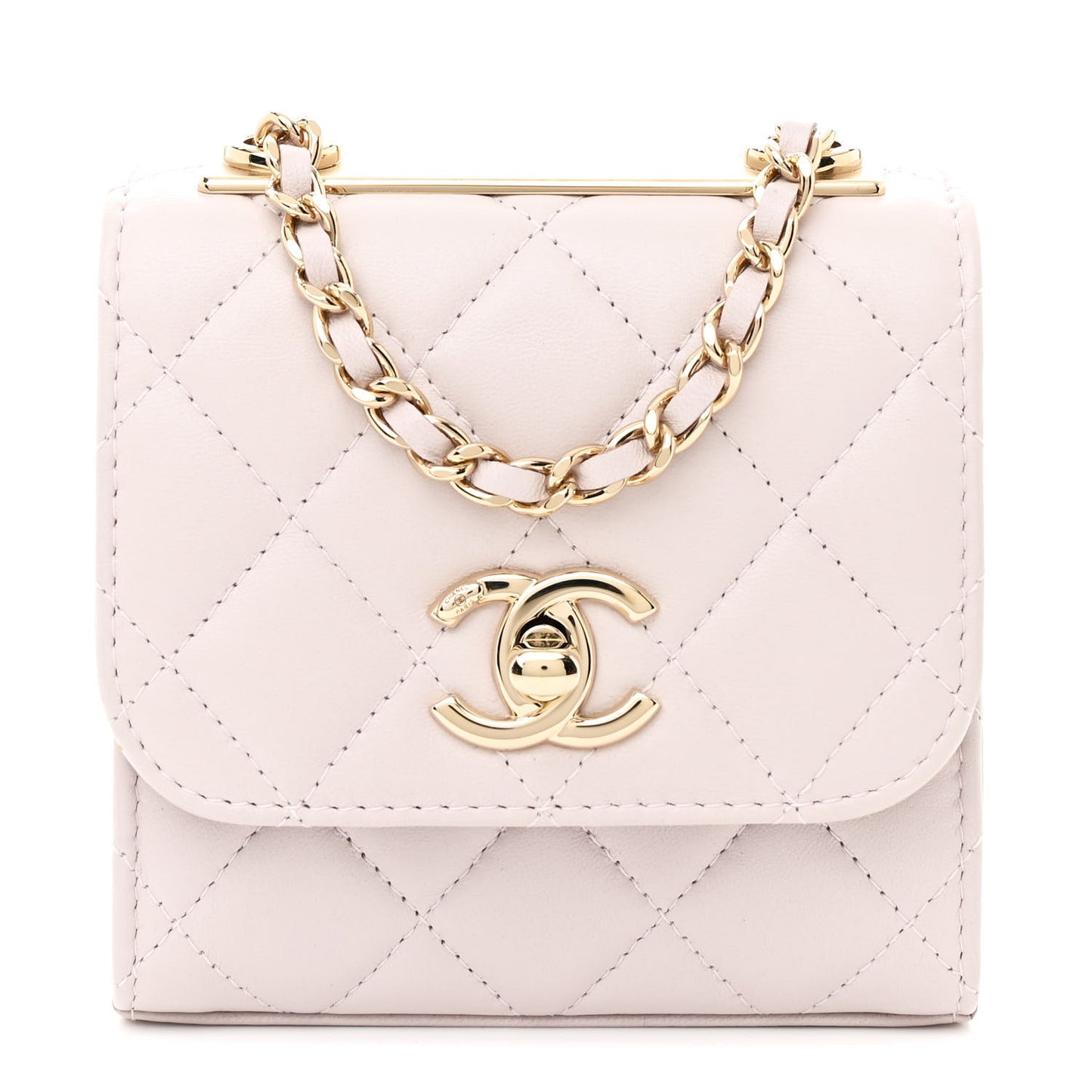 Lambskin Quilted Mini Trendy CC Clutch With Chain Lilac