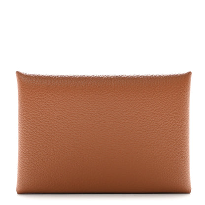 Hermes Evercolor Calvi Duo Card Case Gold 1 of 8