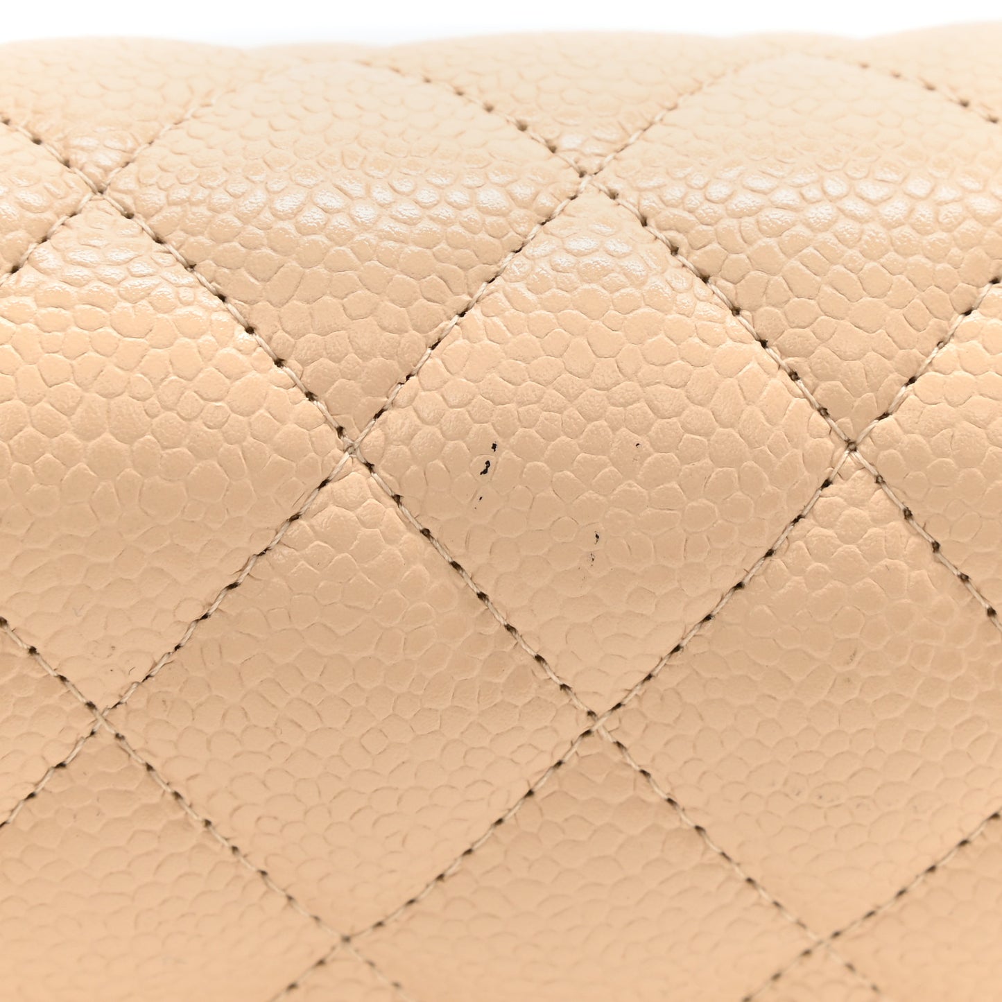 Caviar Quilted Medium Double Flap Light Beige