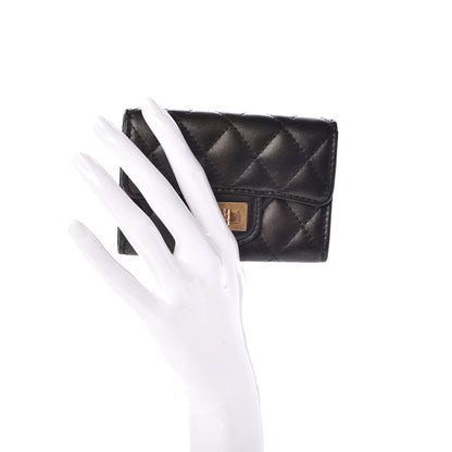 Chanel Metallic Calfskin Quilted Reissue Card Holder Wallet Charcoal 2 of 9