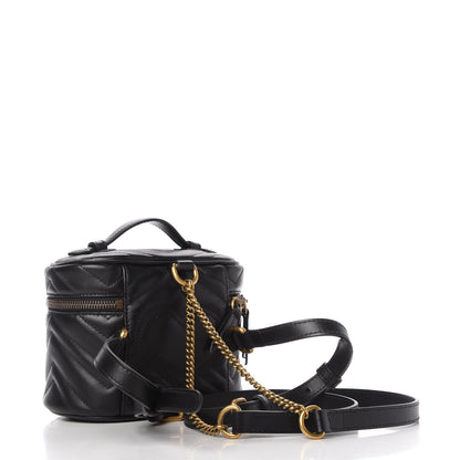 Gucci Calfskin Matelasse Mini GG Marmont Round Backpack Black 3 of 11