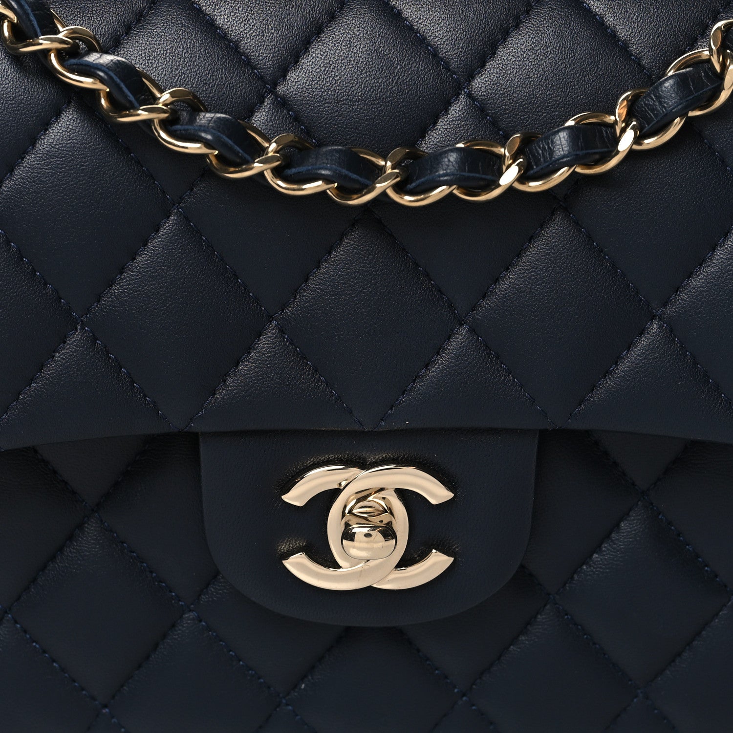 Chanel Lambskin Quilted Small Double Flap Navy 8 of 11