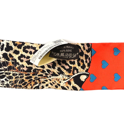 Hermes Silk Jungle Love Love Twilly Orange Bleu Brun 3 of 3