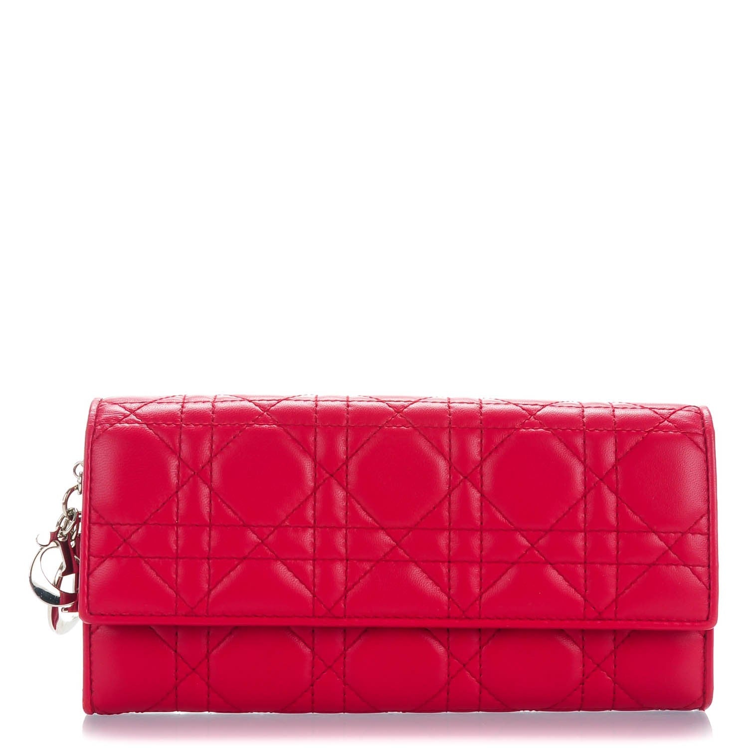 Christian Dior Lambskin Cannage Rendezvous Wallet Rouge Carmin 1 of 7
