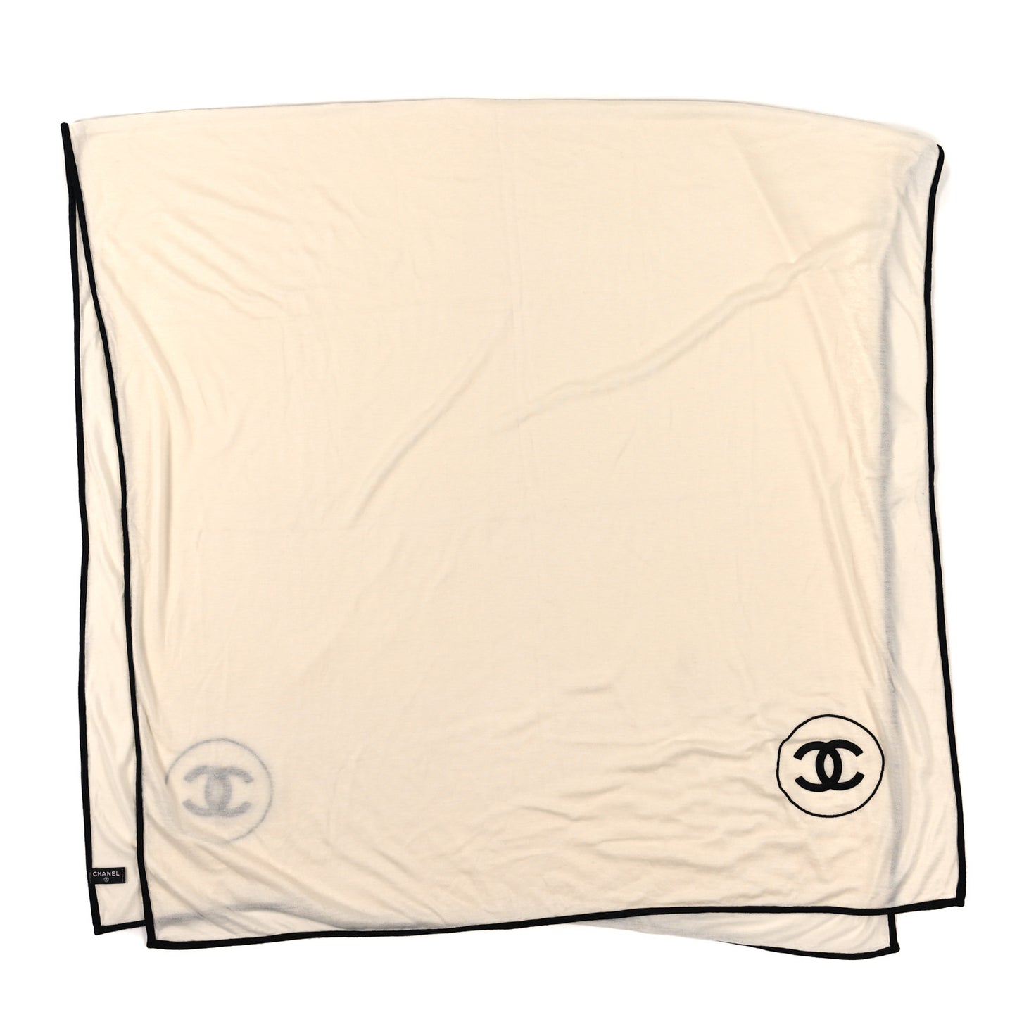 Cashmere Silk CC Stole Ivory Black