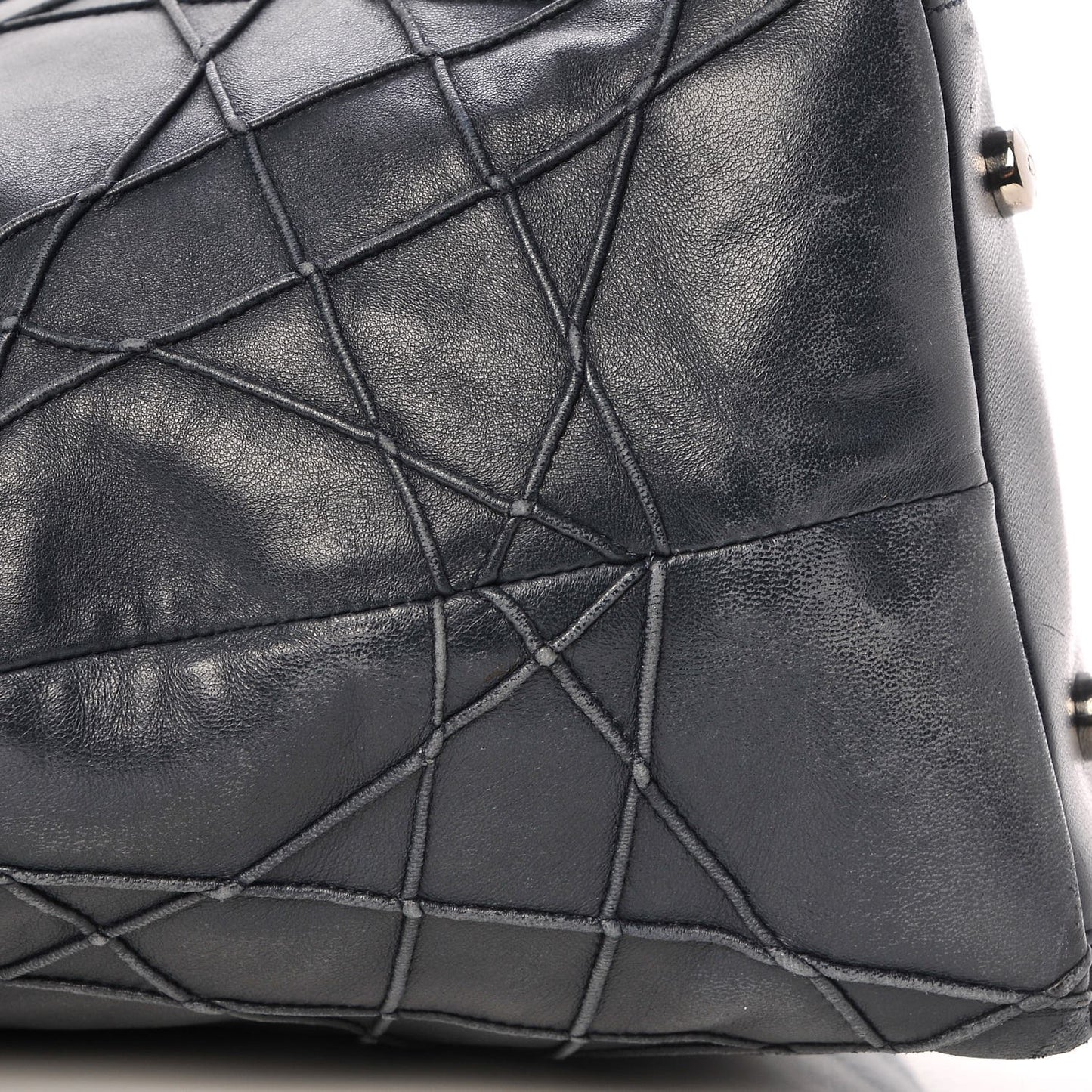 Lambskin Cannage Medium Granville Tote Navy Blue