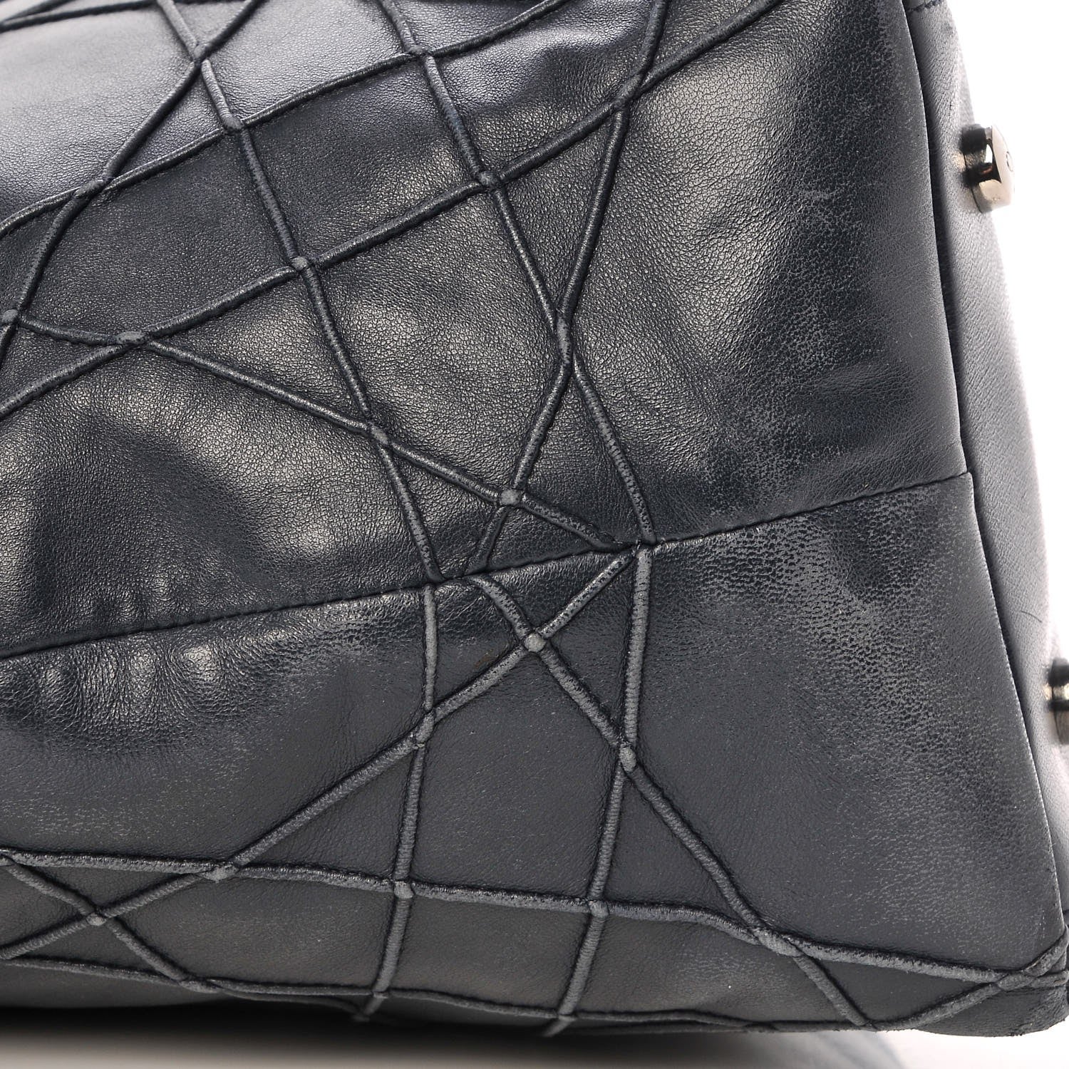 Christian Dior Lambskin Cannage Medium Granville Tote Navy Blue 12 of 13