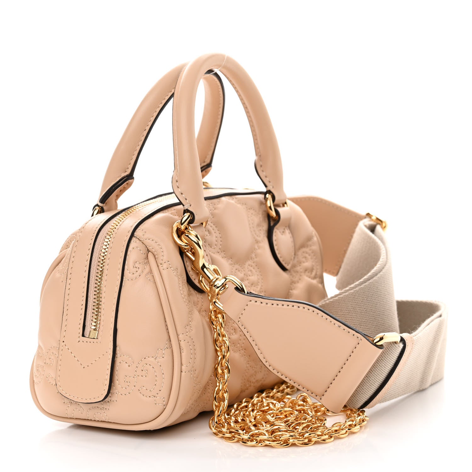 Gucci Calfskin GG Matelasse Mini Bowler Bag Naturale 3 of 12
