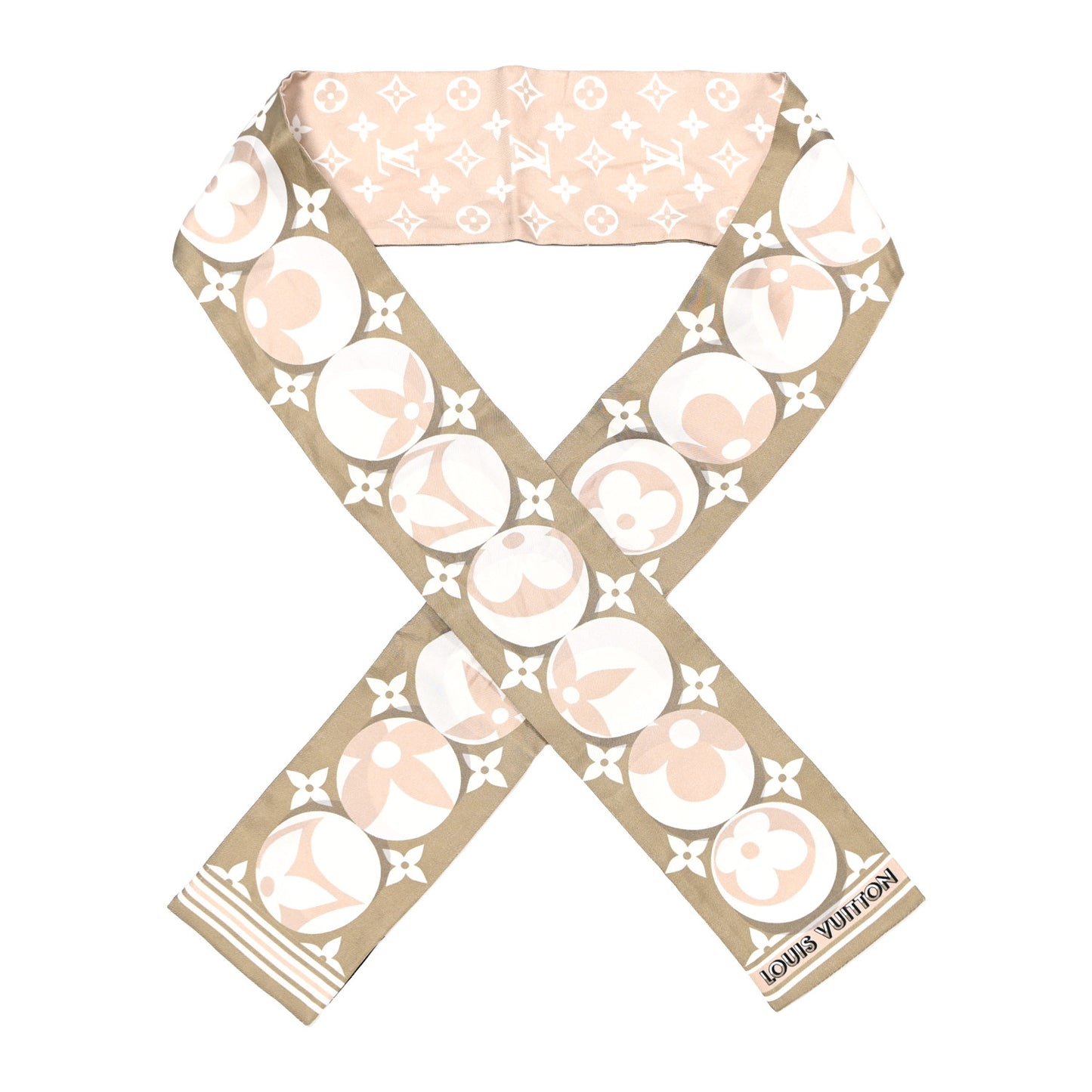 Silk Monogram Marbles Classic Bandeau Kaki Beige White