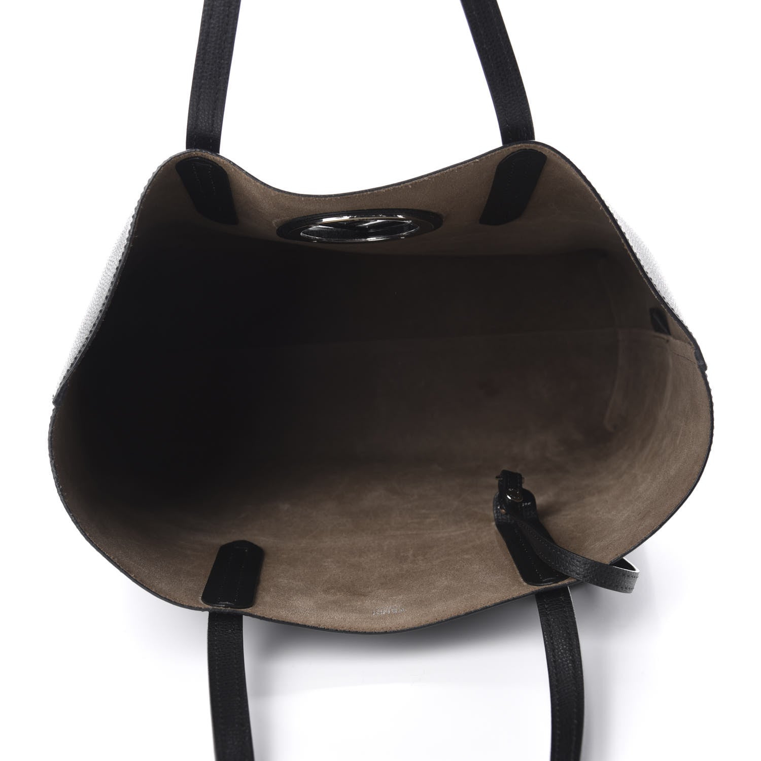 Fendi Vitello Vienna Enamel F is Fendi Shopping Tote Black Taupe 5 of 10