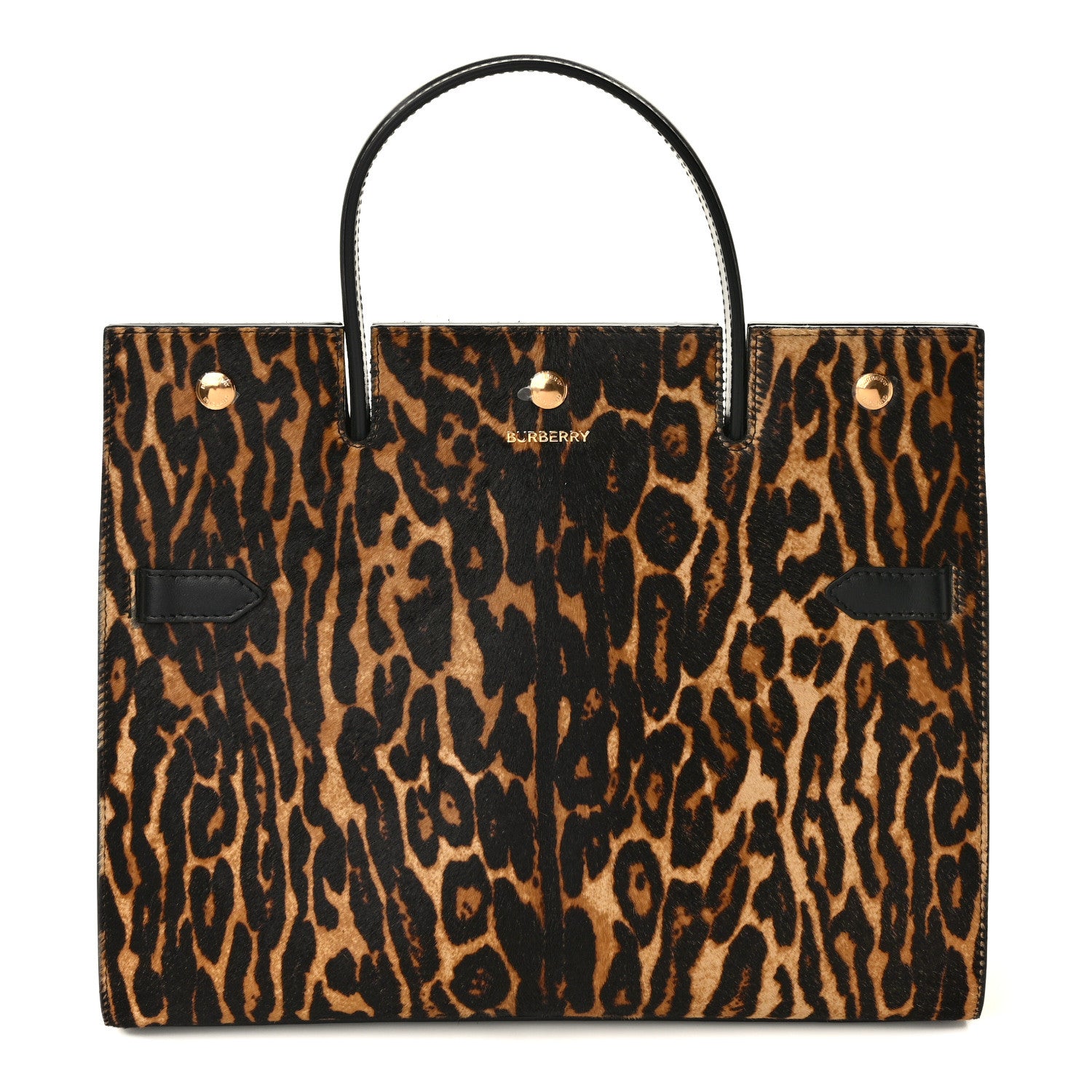 Burberry Calf Hair Leopard Print Medium Title Bag Black 1 of 8