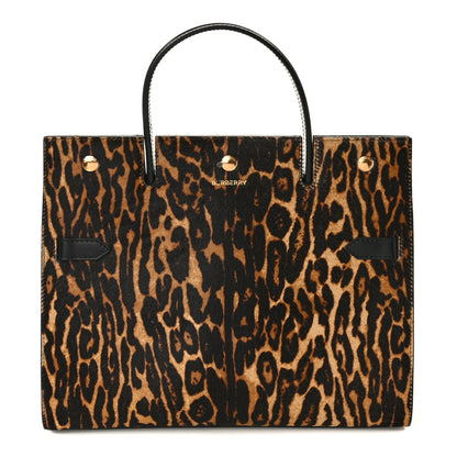 Burberry Calf Hair Leopard Print Medium Title Bag Black 1 of 8