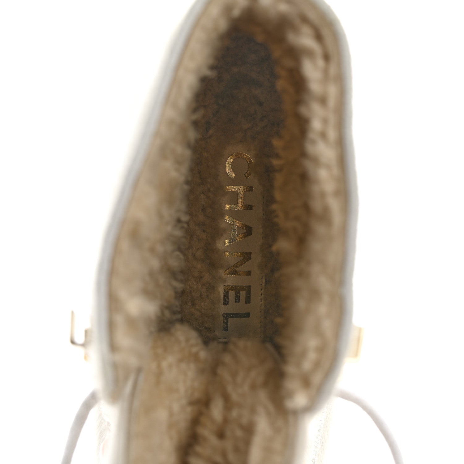Chanel Suede Pony Hair Shearling Lace Up Combat Boots 36.5 White 7 of 9
