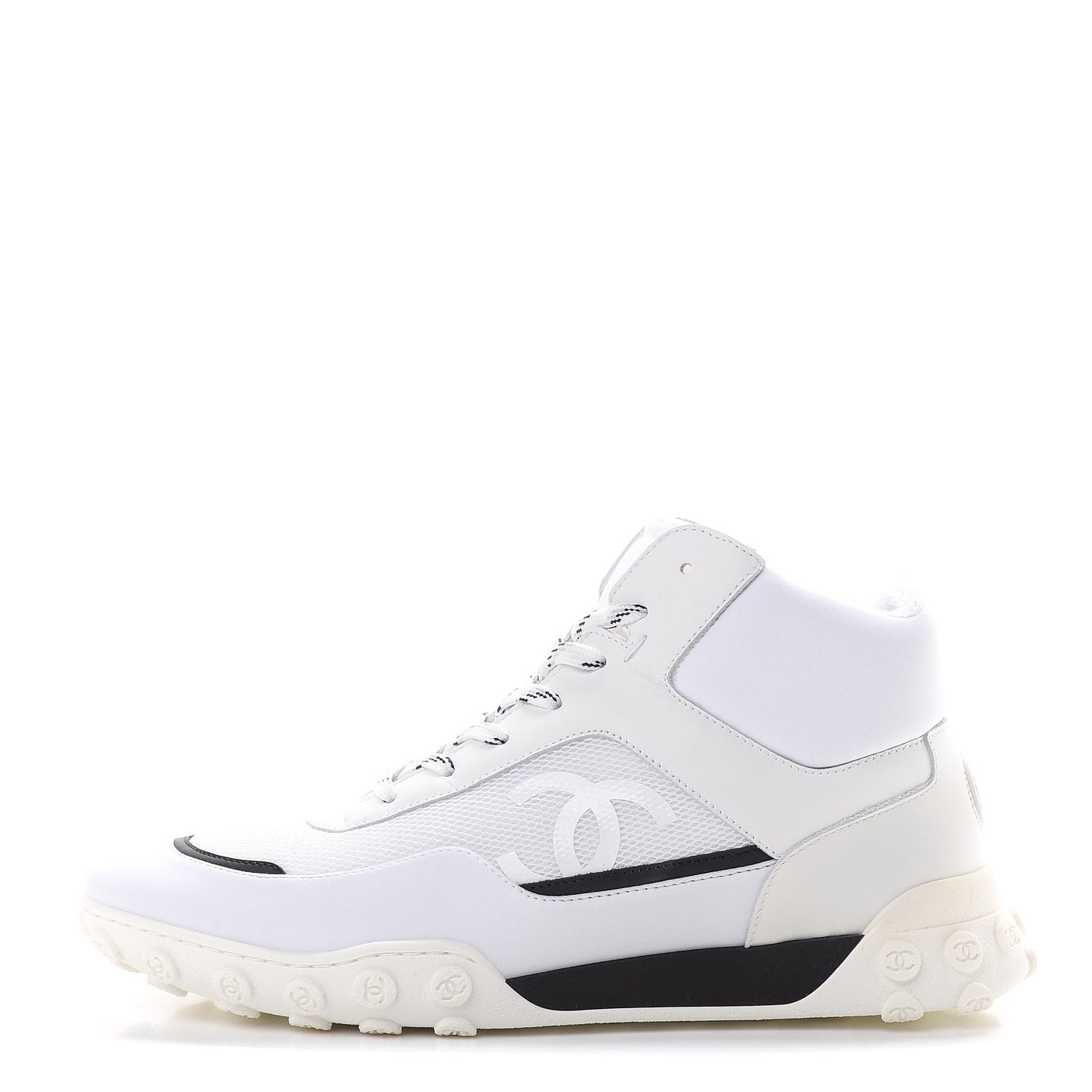 Calfskin Mesh Lycra Womens Logo Sneakers 40.5 White