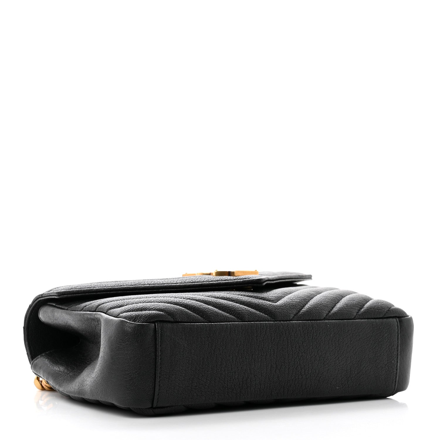 Saint Laurent Sheepskin Matelasse Chevron Monogram Medium College Bag Black 5 of 11