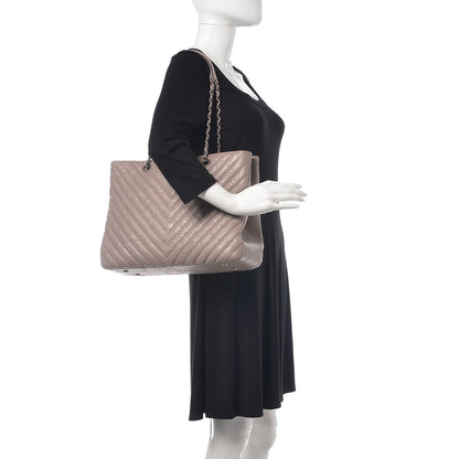 Chanel Aged Calfskin Chevron Quilted Timeless Tote Grey 2 of 15
