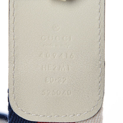 Gucci Nylon Calfskin Sylvie Web Double G 40mm Belt 80 32 Mystic White Hibiscus Red Maritime 4 of 6