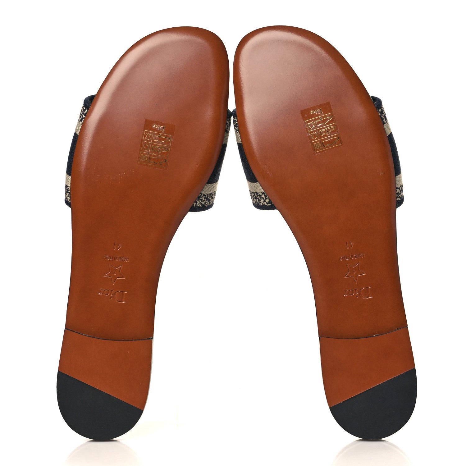 Christian Dior Canvas Embroidered Dway Mules Slide Sandals 41 Deep Blue 5 of 9