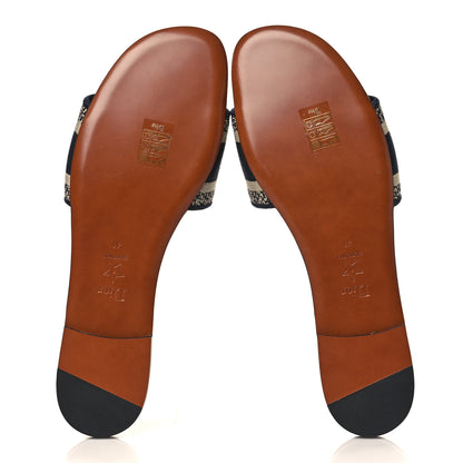 Christian Dior Canvas Embroidered Dway Mules Slide Sandals 41 Deep Blue 5 of 9