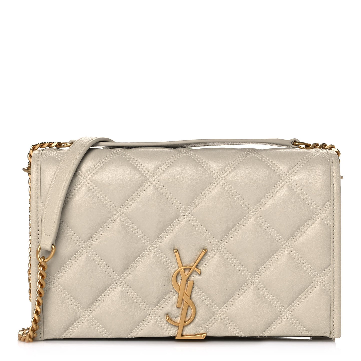 Lambskin Diamond Quilted Becky Chain Wallet Blanc Vintage