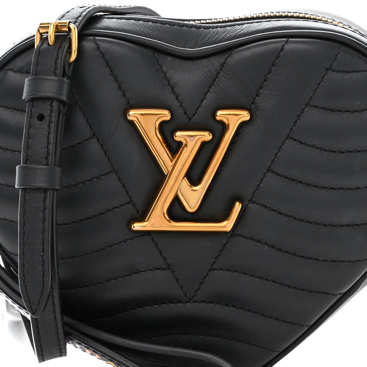 Calfskin New Wave Heart Bag Black