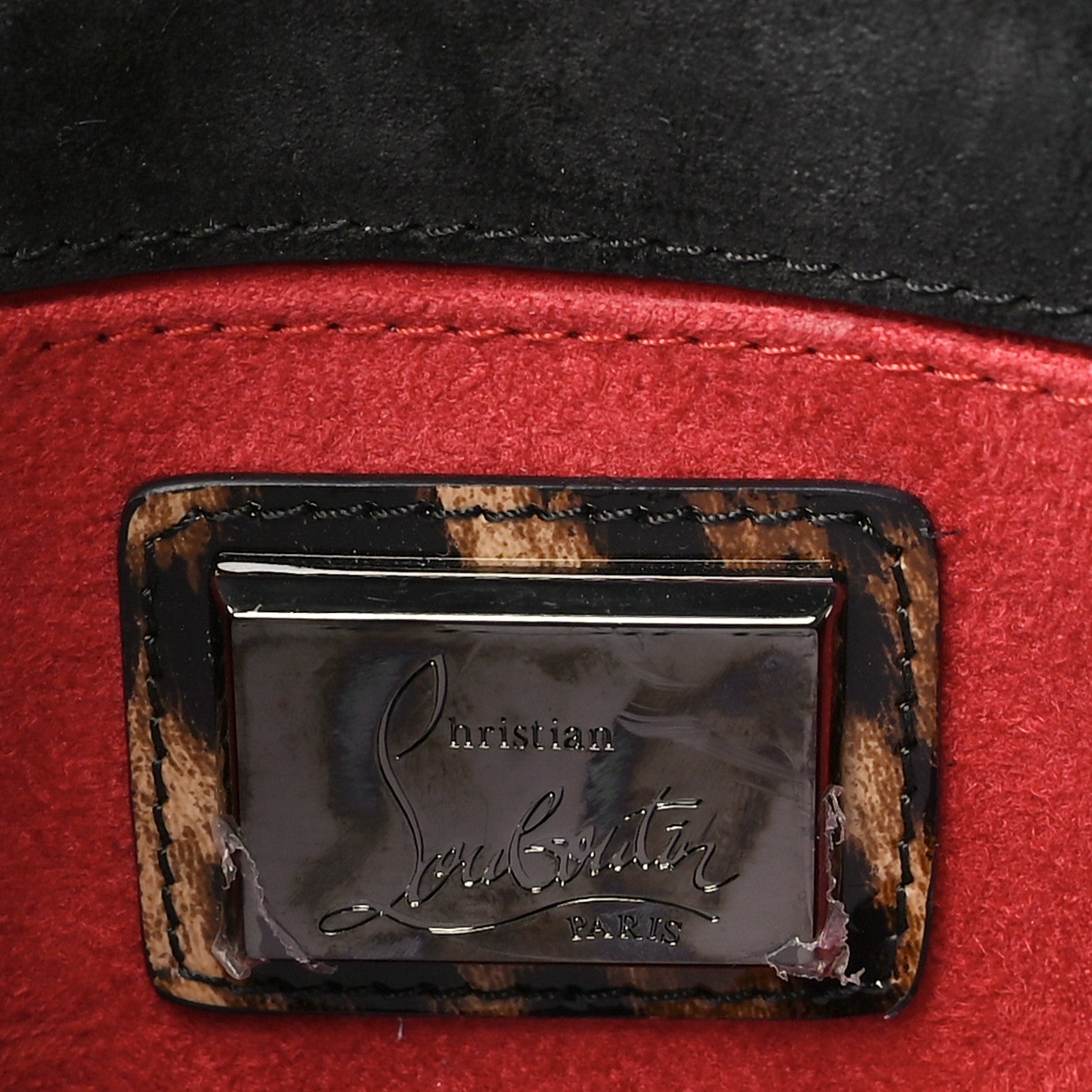 Christian Louboutin Patent Leopard Vero Dodat Clutch Black 6 of 9