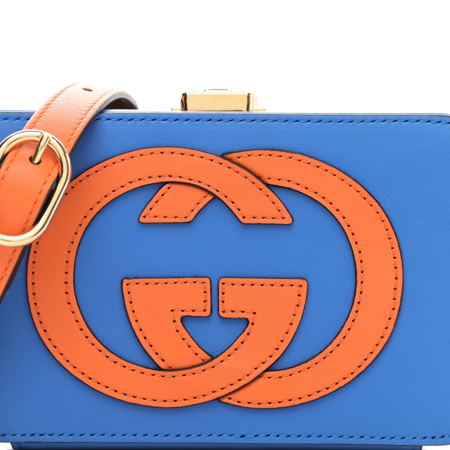 Gucci Vitello Eclipse Mini Interlocking G Shoulder Bag Bright Splash Carrot Orange 7 of 9