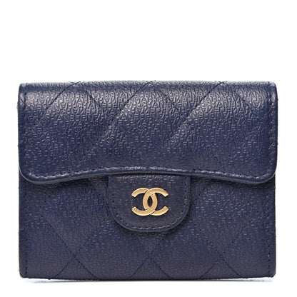 Chanel Letter Calfskin Embossed Quilted Card Holder Dark Blue 1 of 9