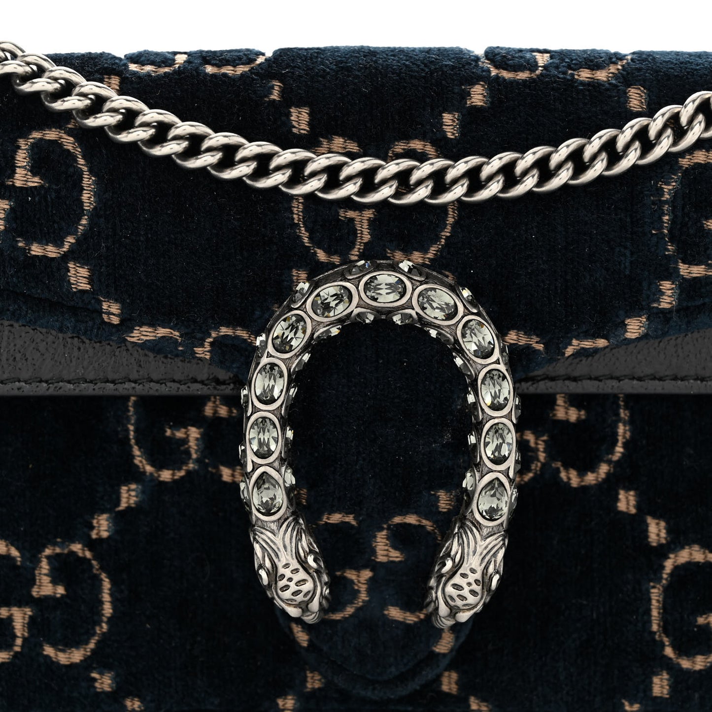 Velvet GG Monogram Super Mini Dionysus Shoulder Bag Blue Beige Black