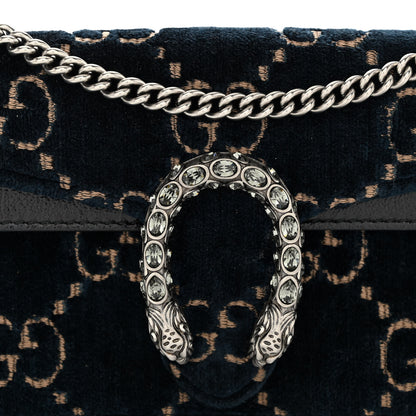 Gucci Velvet GG Monogram Super Mini Dionysus Shoulder Bag Blue Beige Black 10 of 10