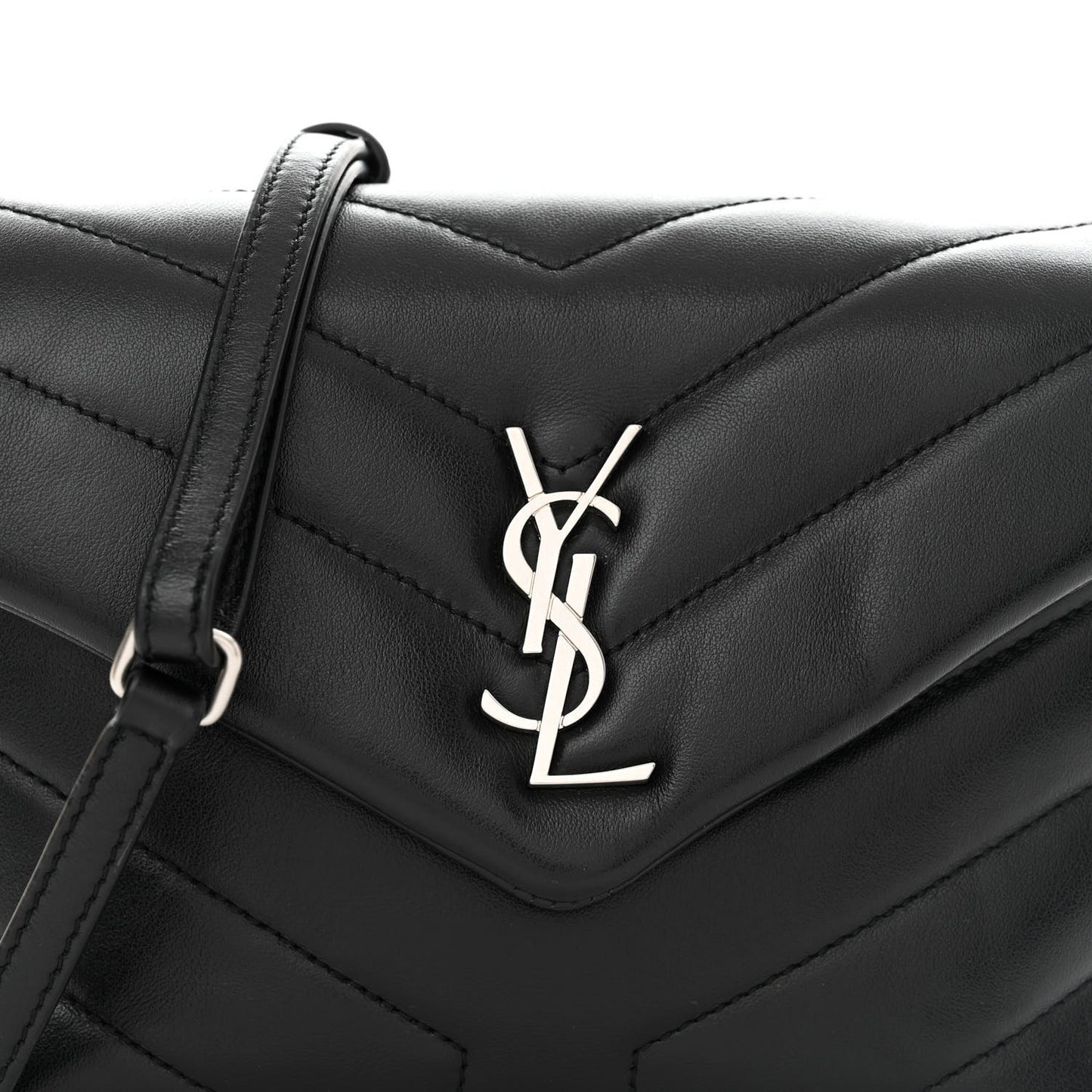 Calfskin Y Quilted Monogram Toy Loulou Crossbody Bag Black