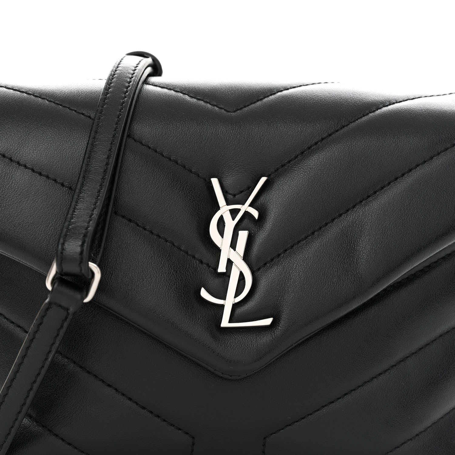 Saint Laurent Calfskin Y Quilted Monogram Toy Loulou Crossbody Bag Black 8 of 11