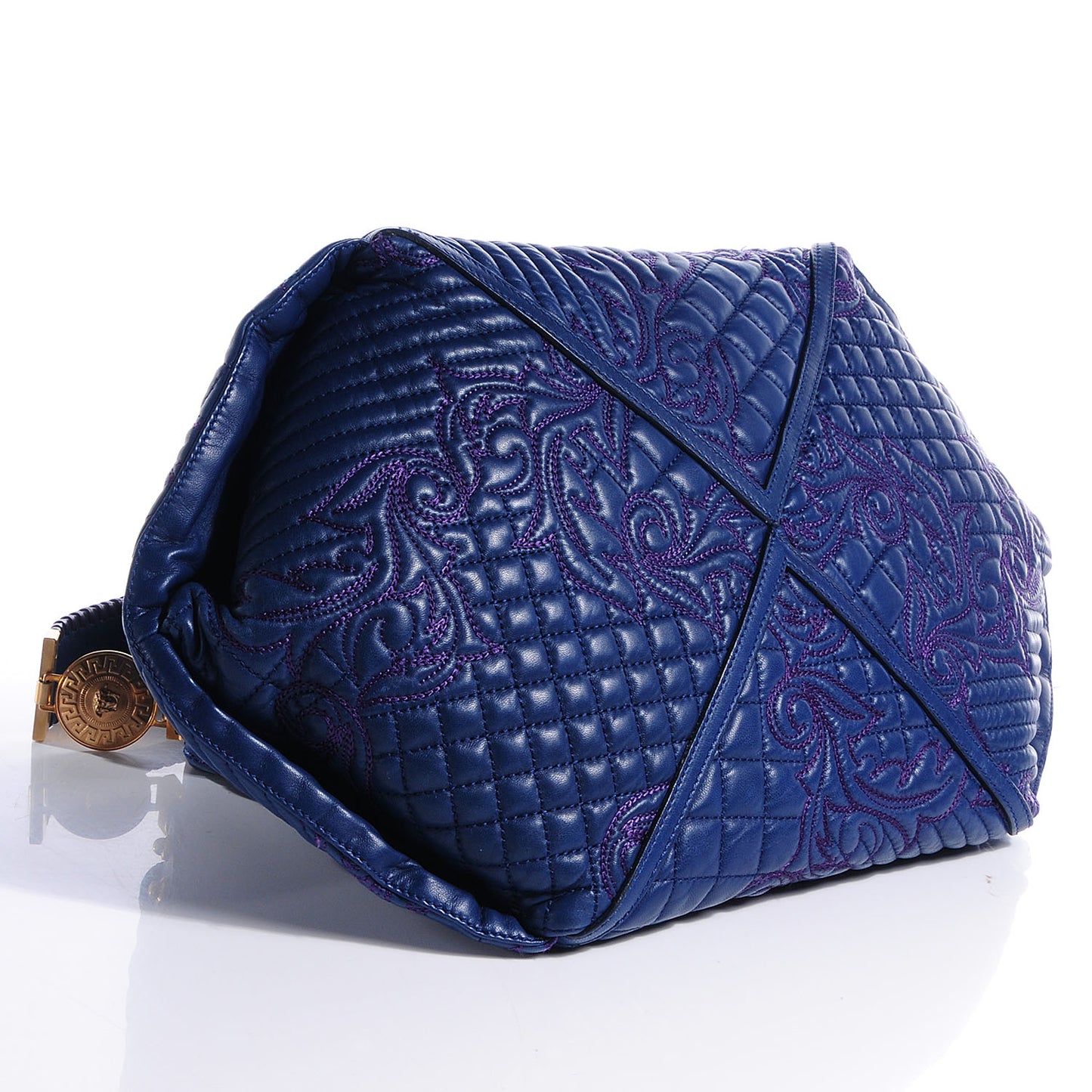 Leather Quilted Vanitas Bag Midnight Blue
