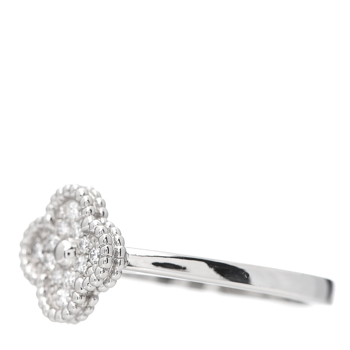 18K White Gold Diamond Sweet Alhambra Ring 50 5.25