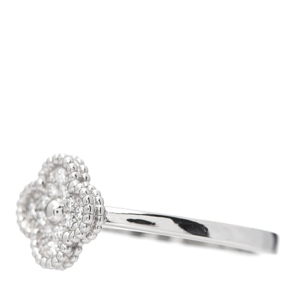Van Cleef & Arpels 18K White Gold Diamond Sweet Alhambra Ring 50 5.25 3 of 7