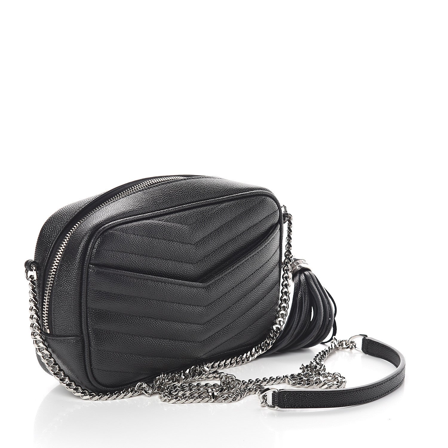 Saint Laurent Grain De Poudre Matelasse Monogram Mini Lou Camera Bag Black 2 of 8