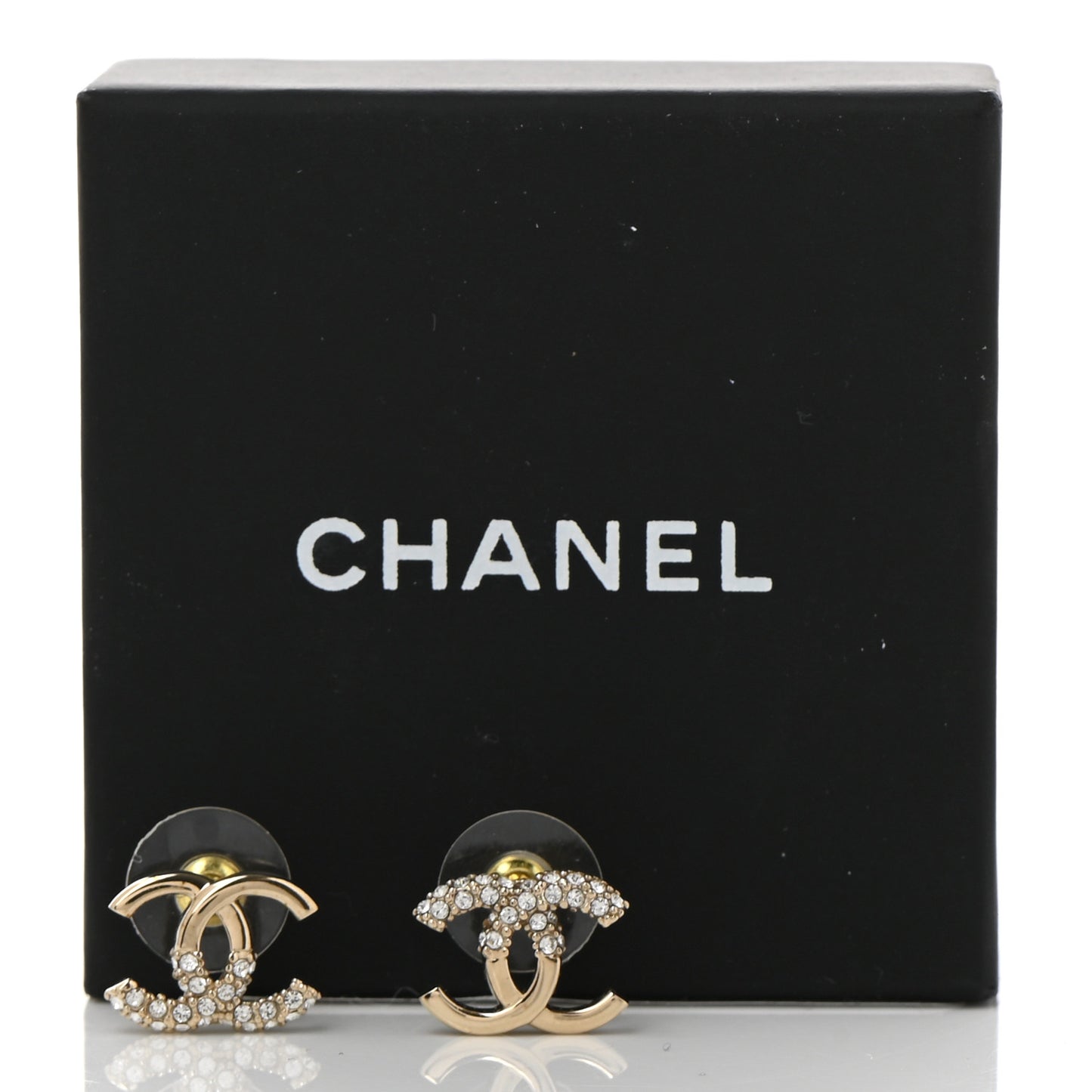 Crystal Metal CC Earrings Gold